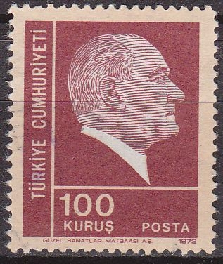 Turquia 1973 Scott 1923 Sello º Fundador y 1º Presidente Mustafa Kernal Ataturk Turquie Turkia